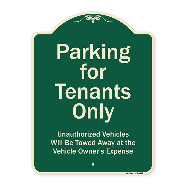 Designer Series-Parking For Tenants Only Unauthorized Vehicles Towed Away, 24" x 18", G-1824-9939